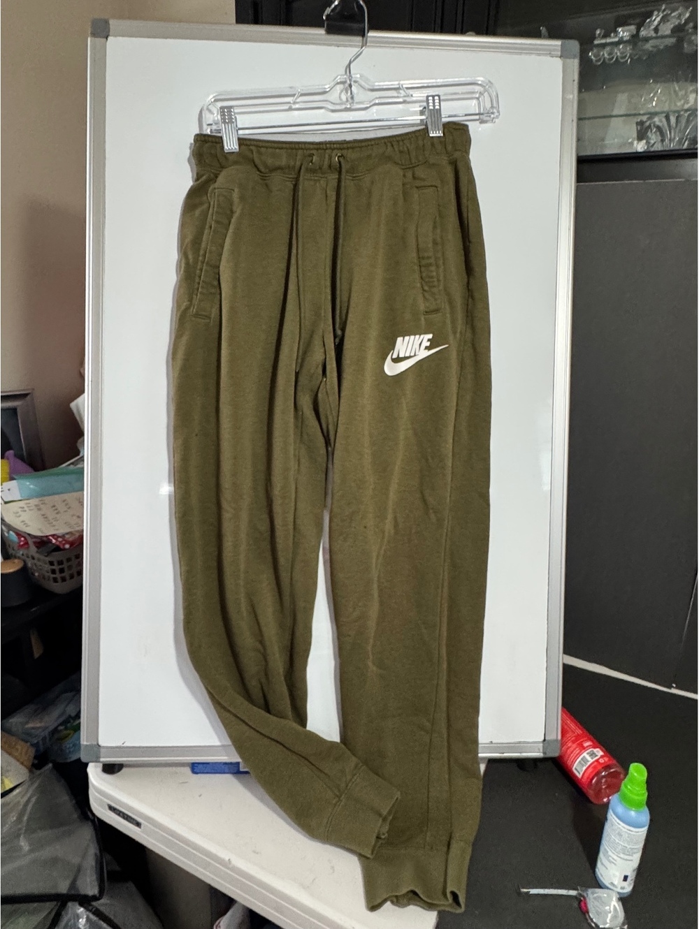 Nike Women's Olive Green Sweatpants with Elastic Waist